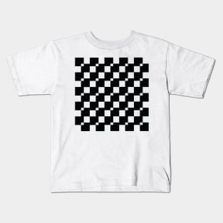 Black and White Midcentury Modern Checkerboard Kids T-Shirt